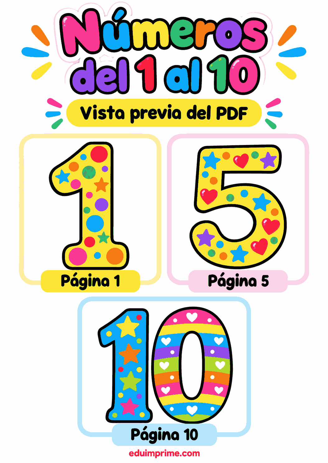 Vista previa de los números decorativos del 1 al 10