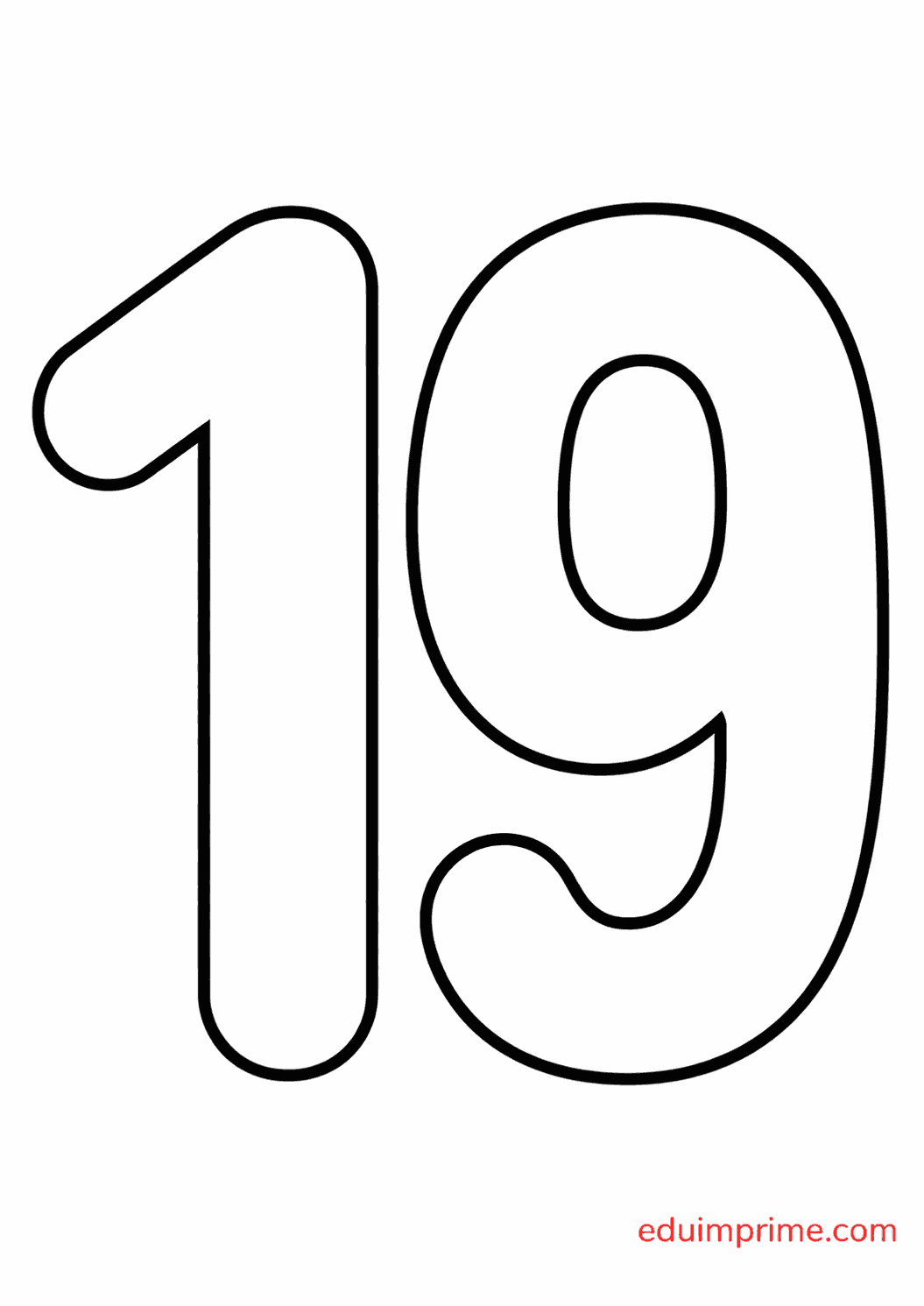 Molde grande del número 19 para imprimir