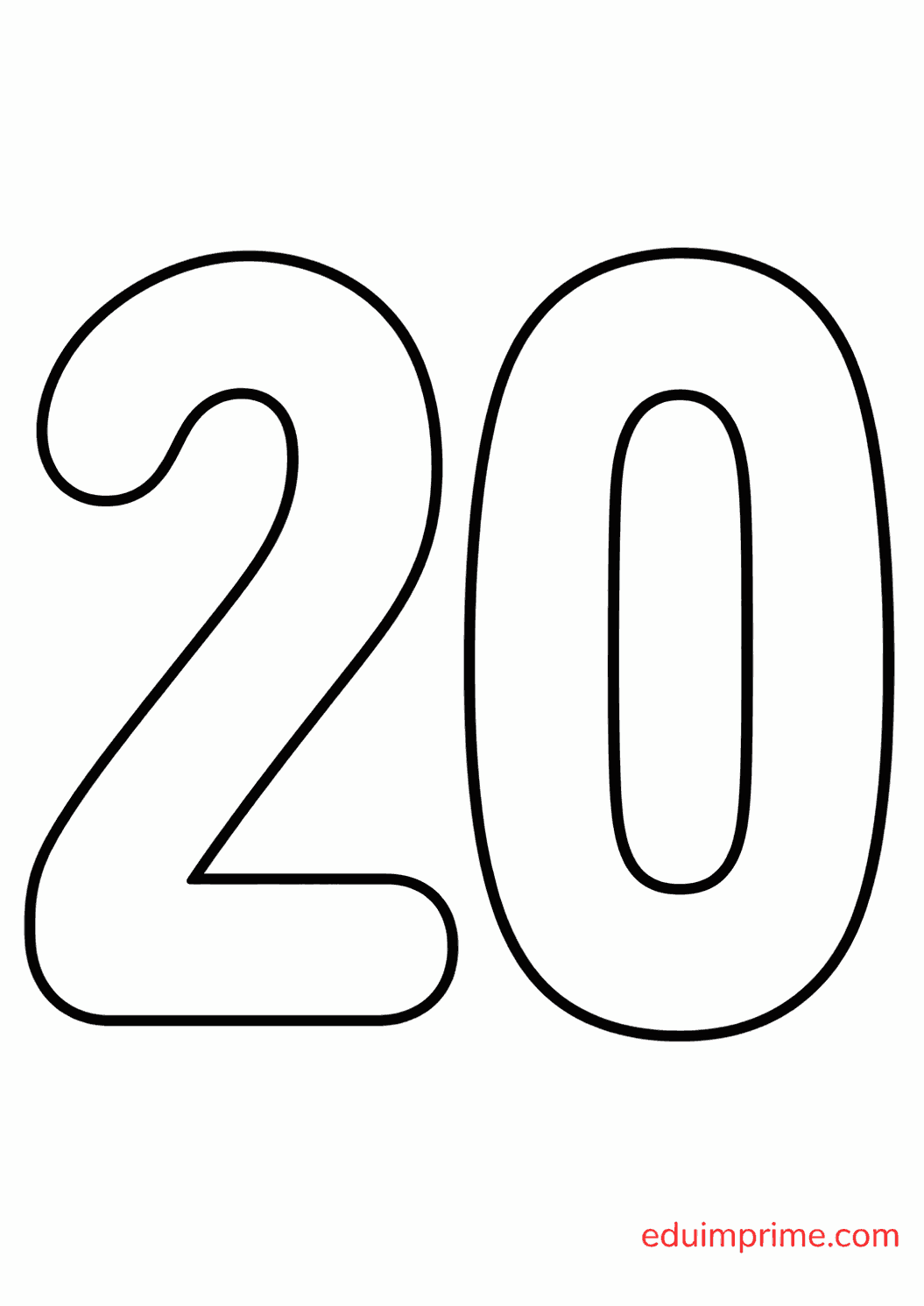 Molde grande del número 20 para imprimir