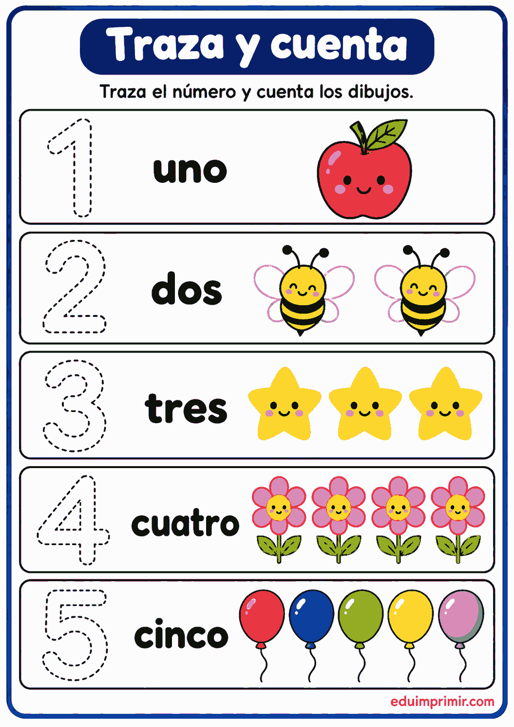 Actividad de repasar y contar números