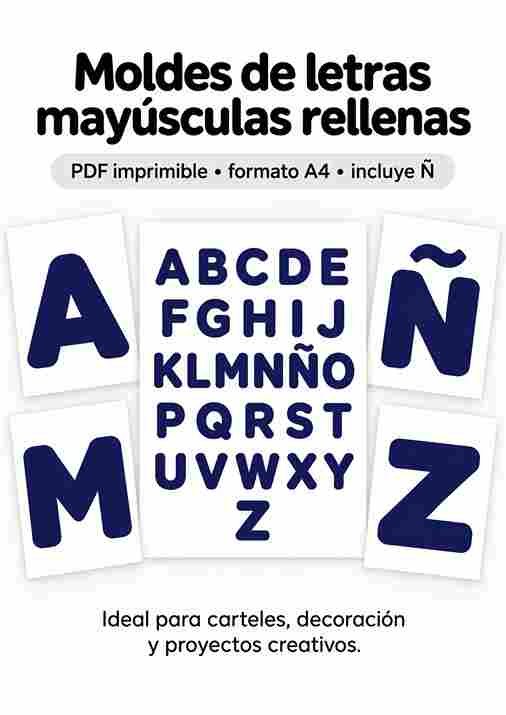 Moldes de letras mayúsculas rellenas para imprimir