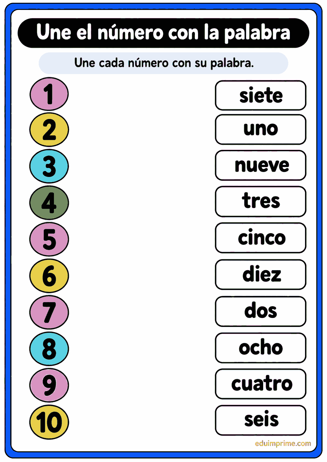 Actividad para relacionar números