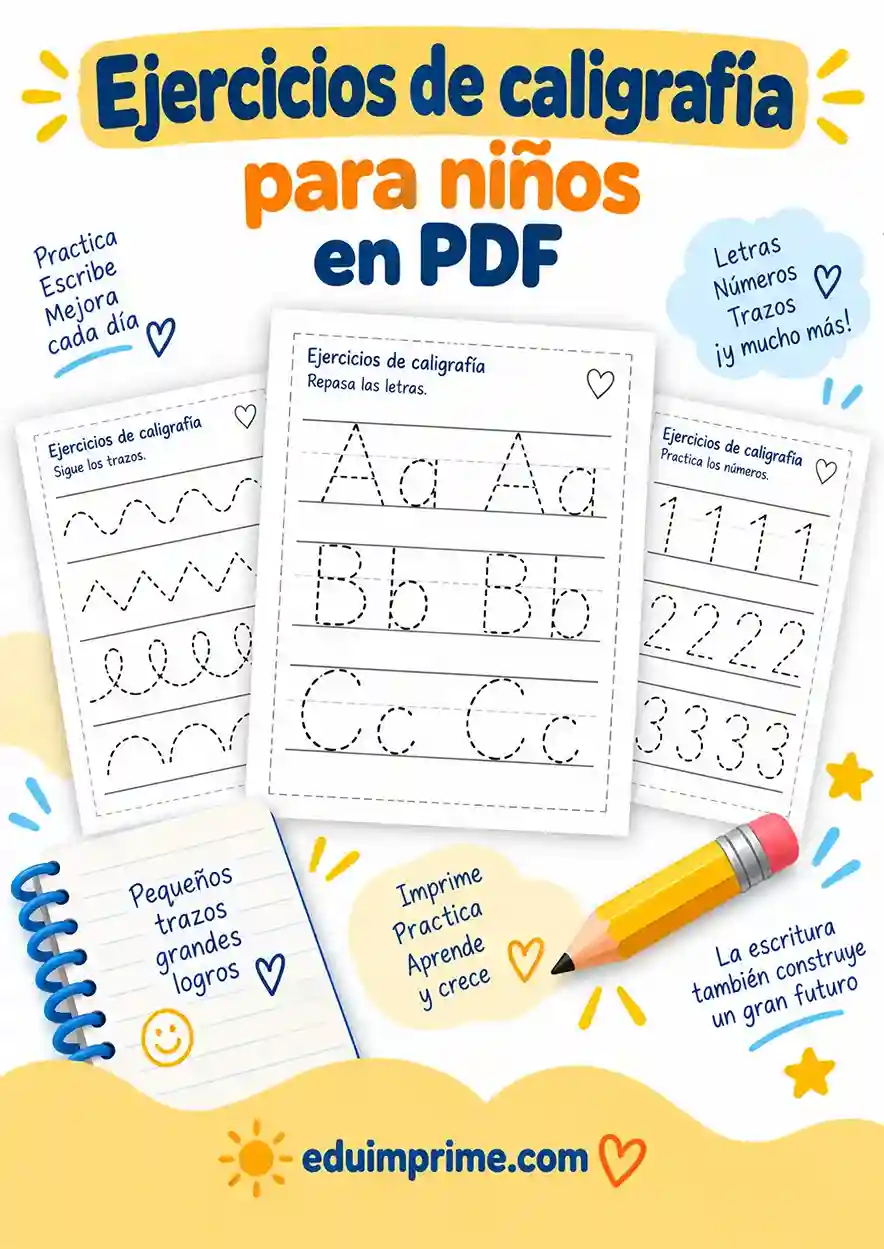 Ejercicios de caligrafía para niños en PDF