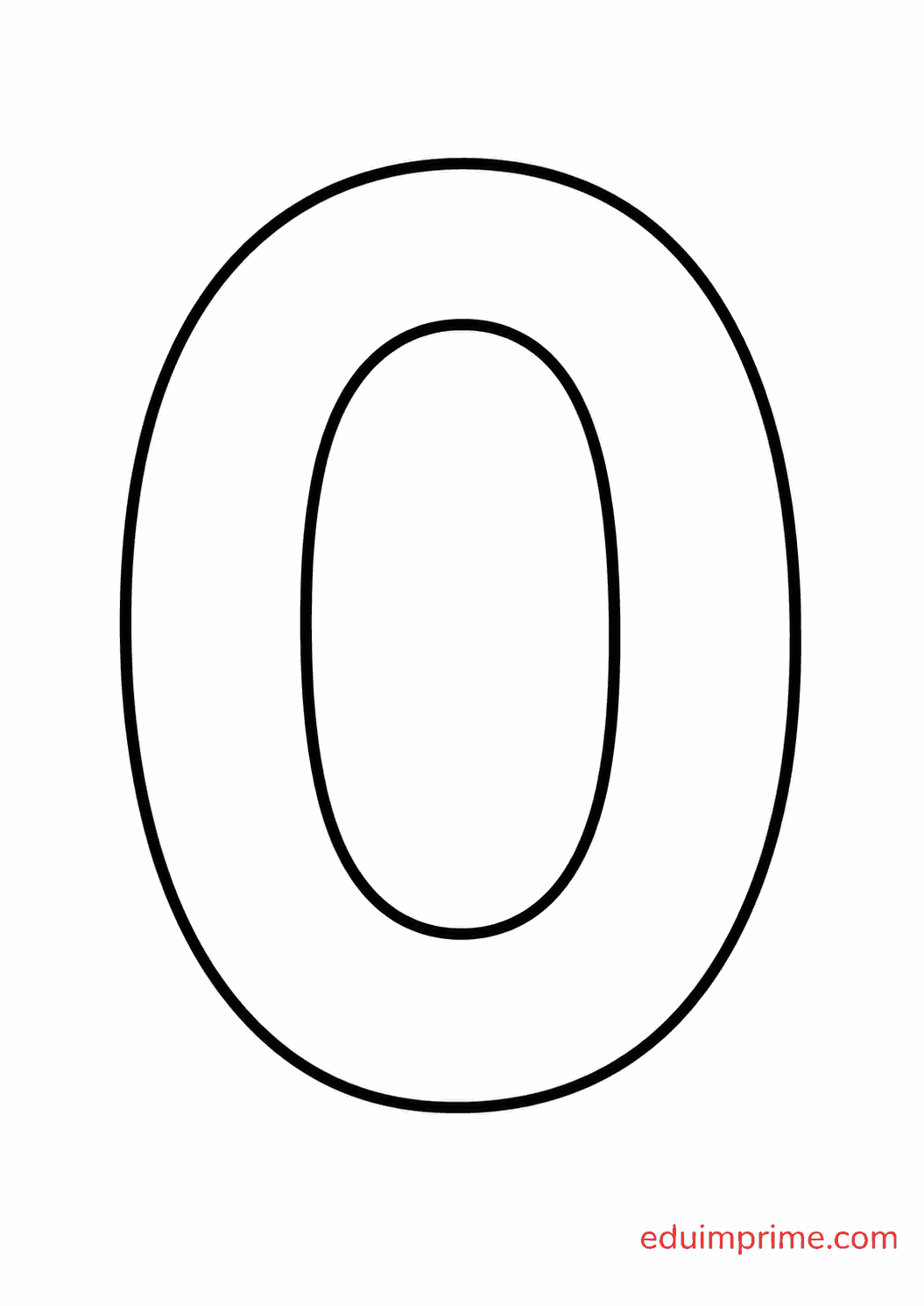 Número 0 en contorno para colorear