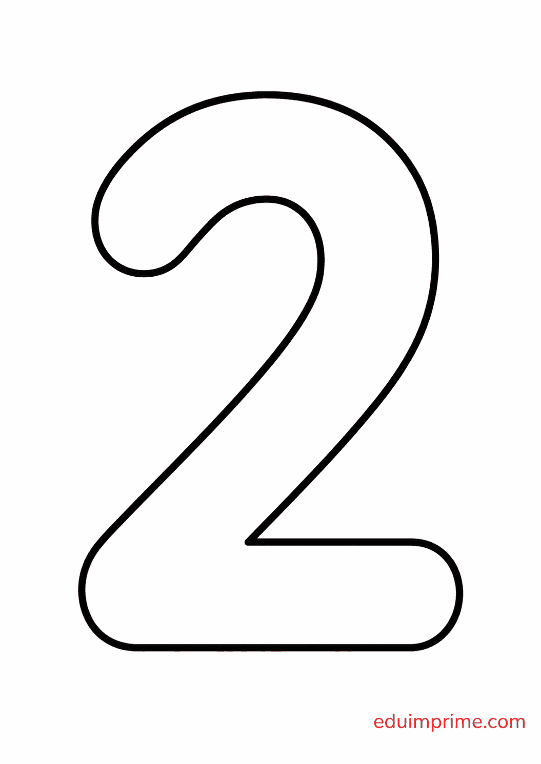 Número 2 en contorno para colorear