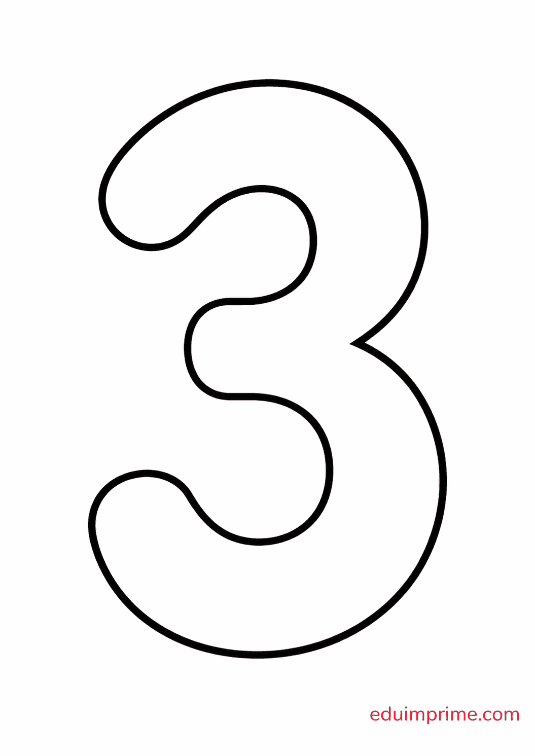 Número 3 en contorno para colorear