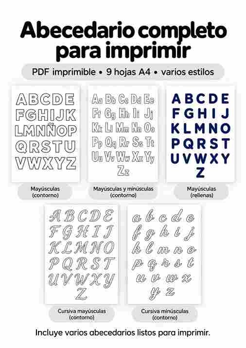 Abecedario completo para imprimir con varios estilos