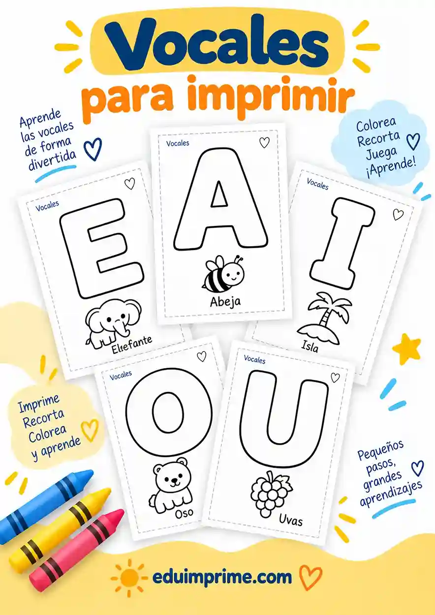 Vocales para imprimir para niños