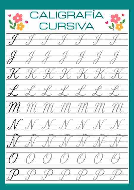 Ejercicios variados de caligrafía cursiva para niños