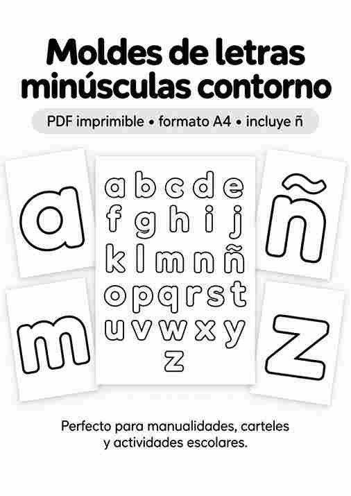 Moldes de letras minúsculas con contorno para imprimir