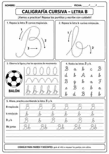 Ficha para practicar letras cursivas mayúsculas y minúsculas