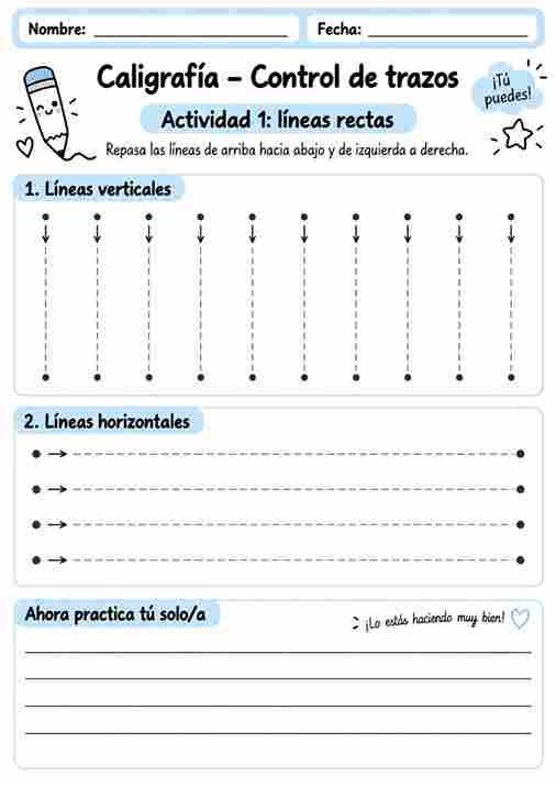 Ejercicios de control de trazos con líneas rectas
