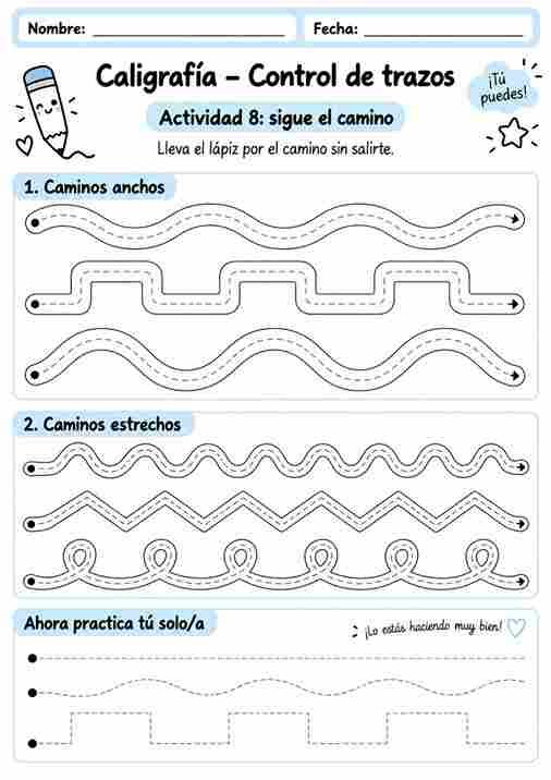 Ejercicios de seguir caminos para mejorar el control del lápiz