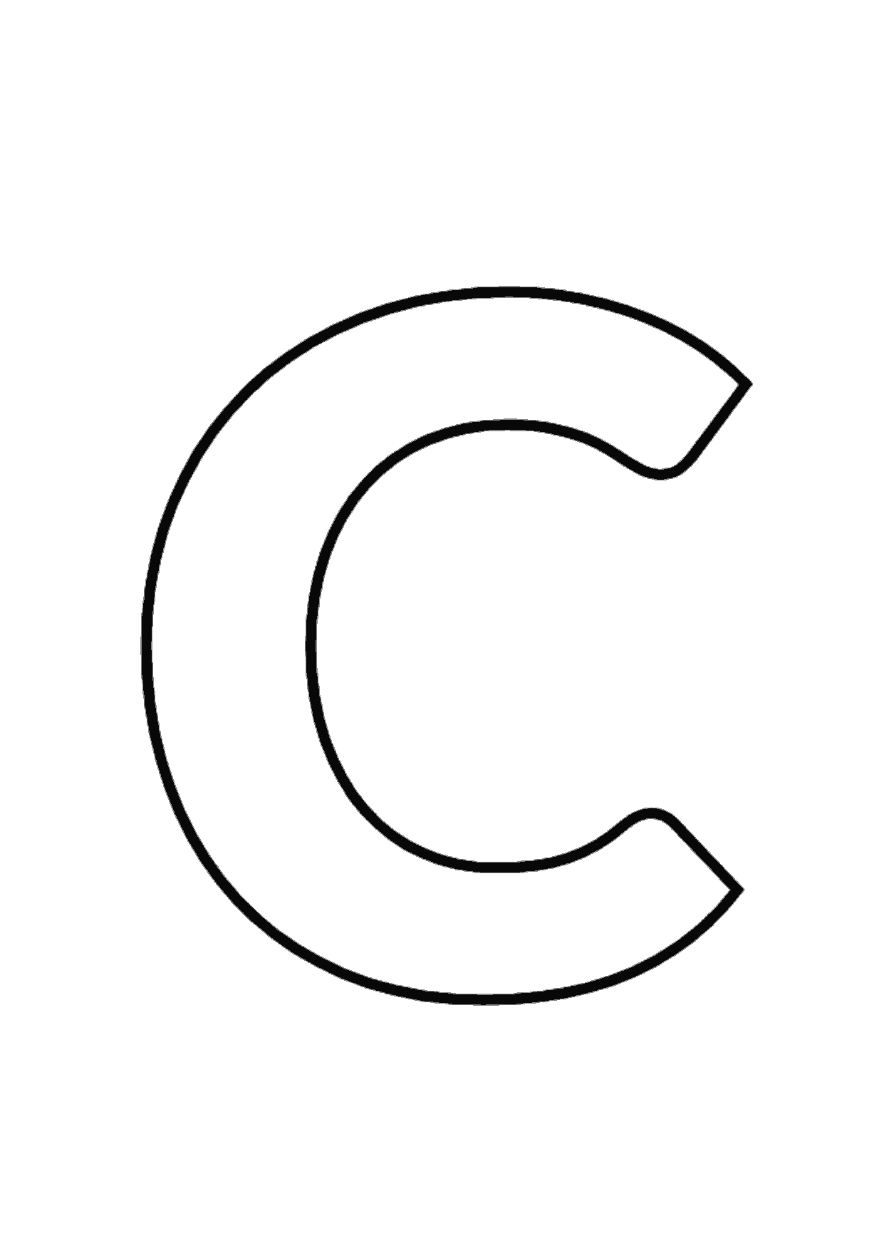Letra C mayúscula con contorno para imprimir