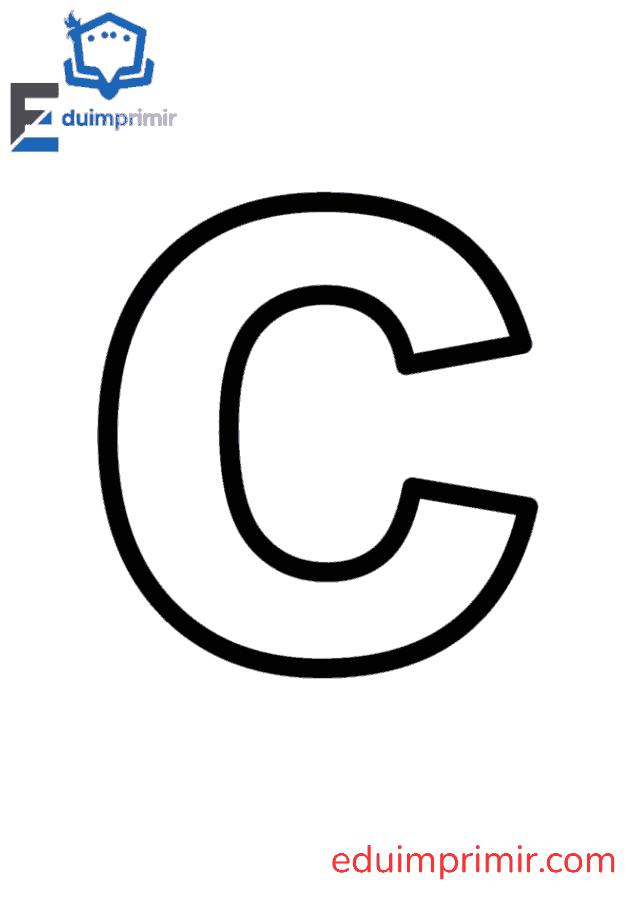 Letra c minúscula con contorno para imprimir