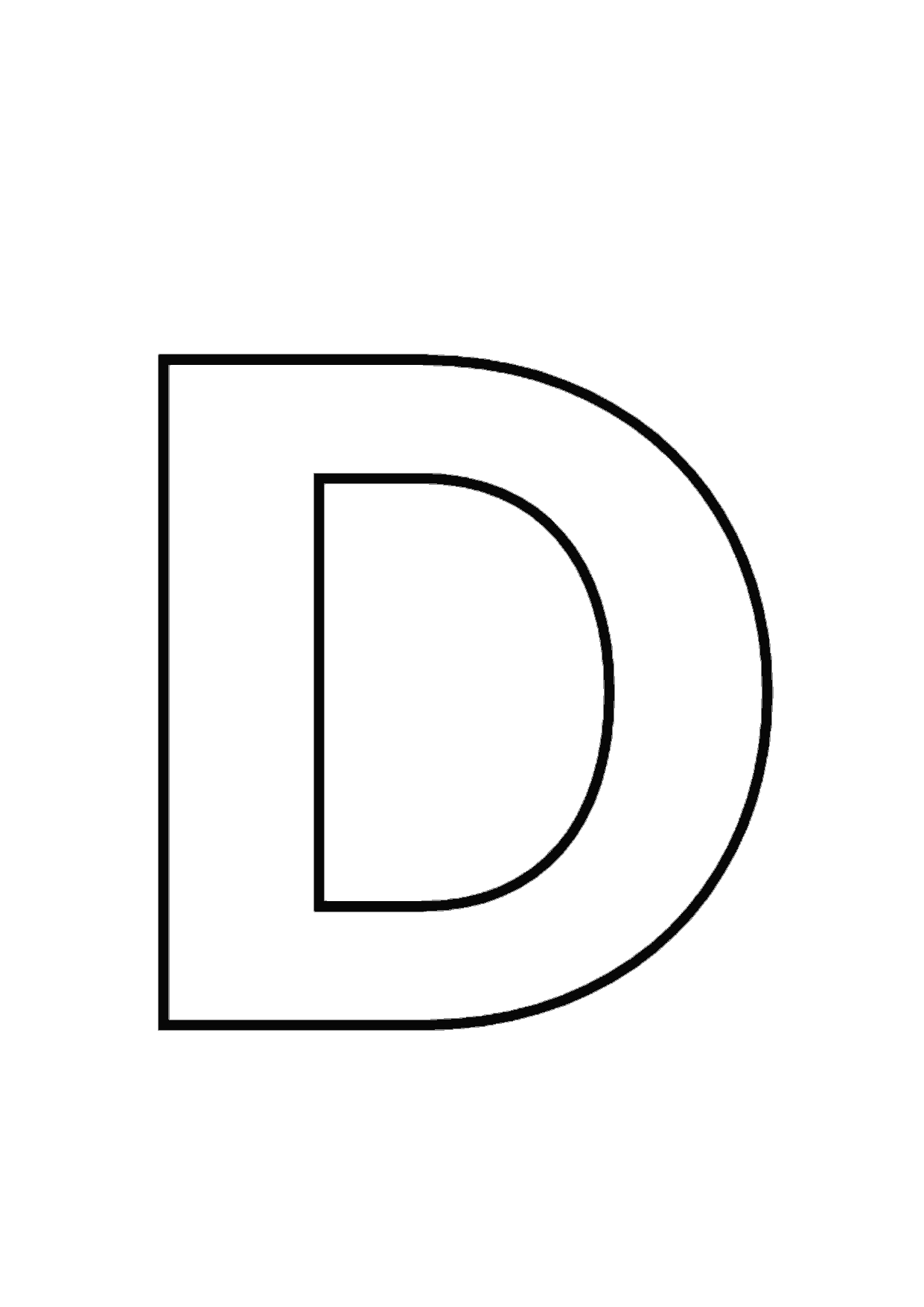 Letra D mayúscula con contorno para imprimir