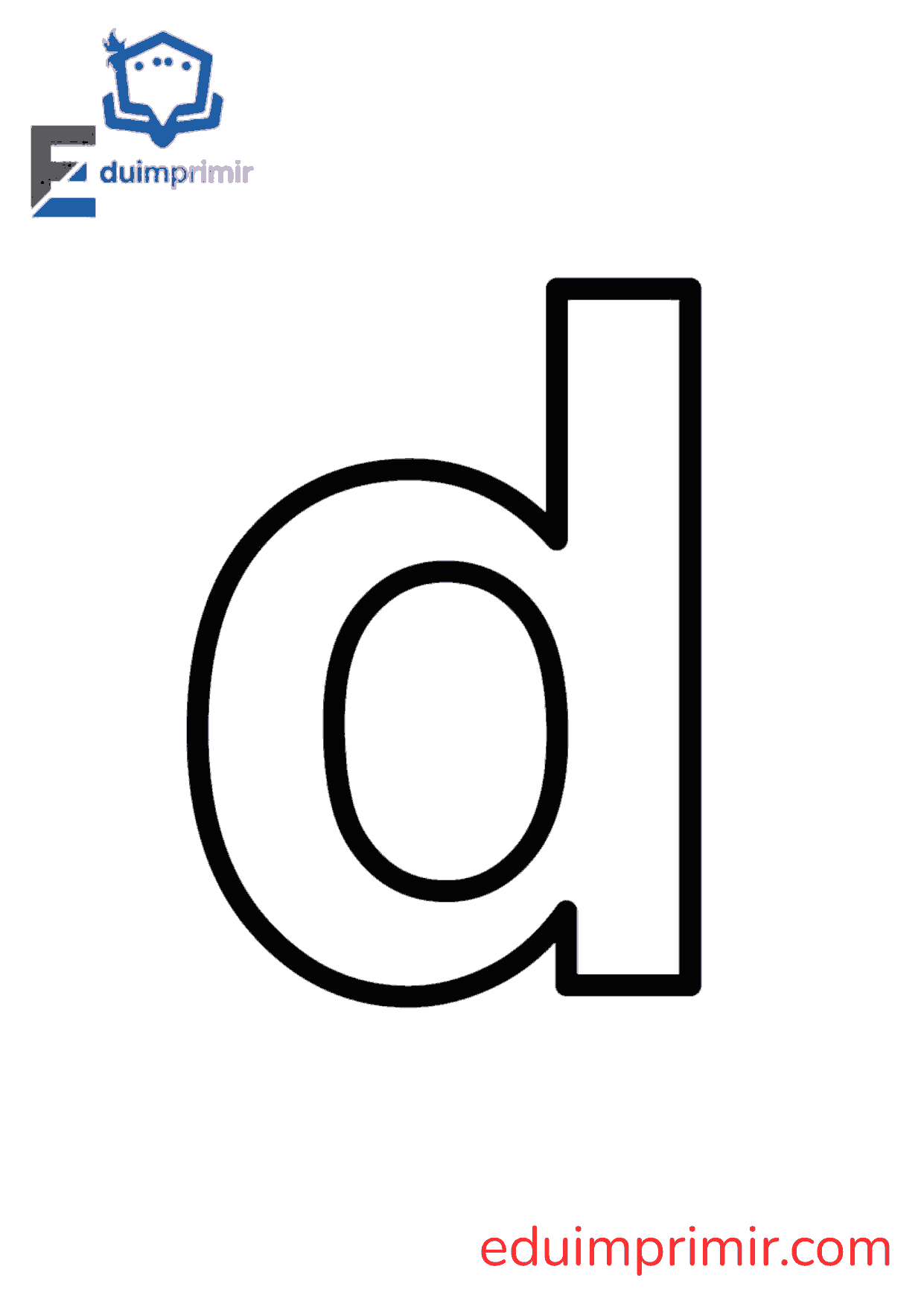 Letra d minúscula con contorno para imprimir