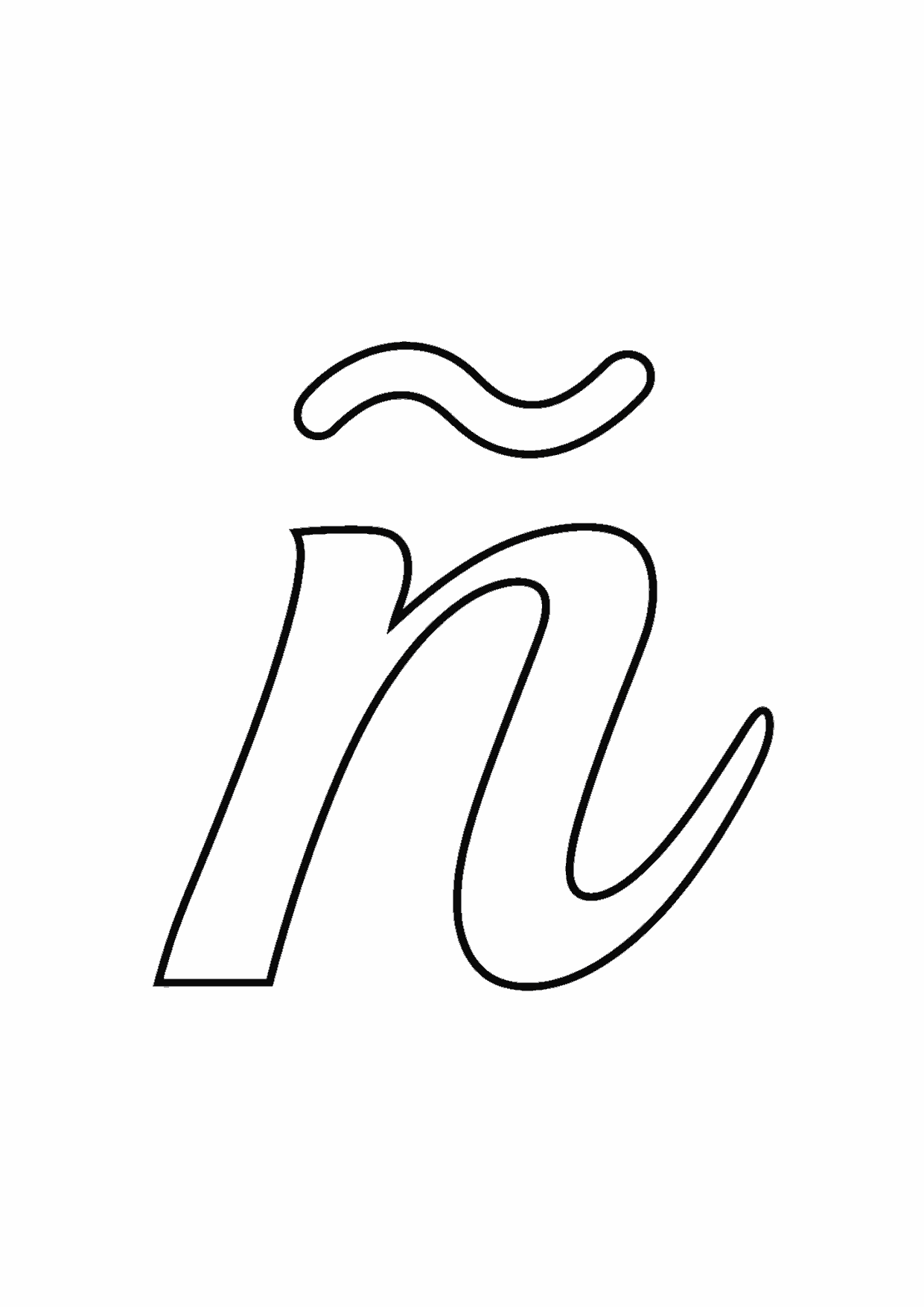 Letra ñ cursiva minúscula para imprimir