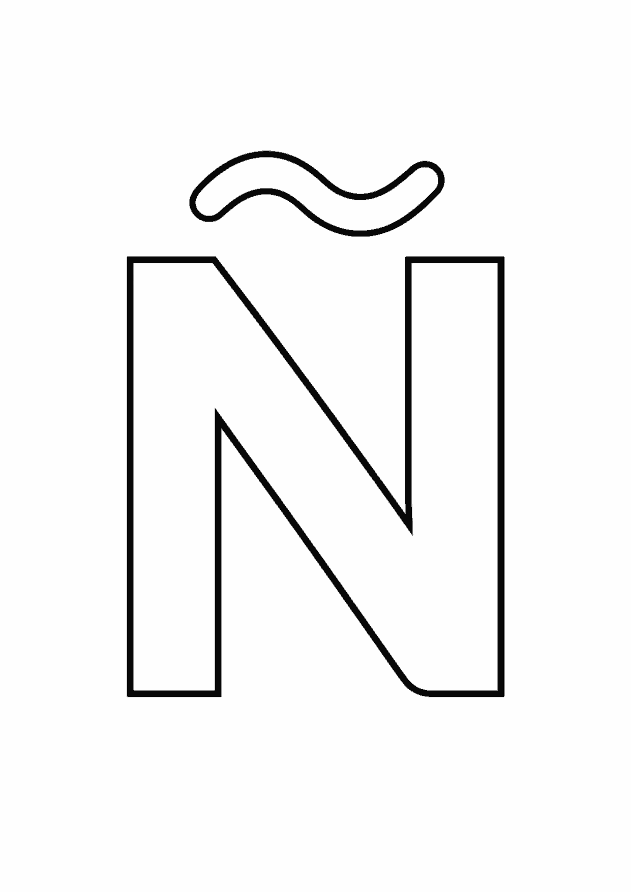 Letra Ñ mayúscula con contorno para imprimir