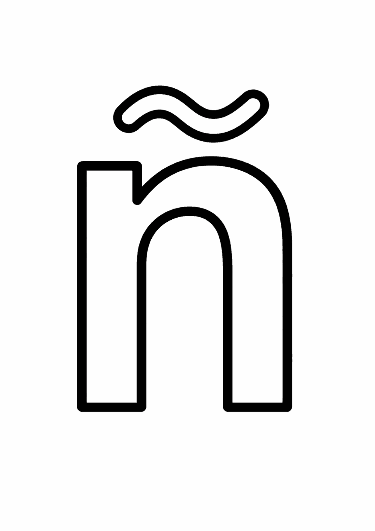 Letra ñ minúscula de molde para imprimir y colorear