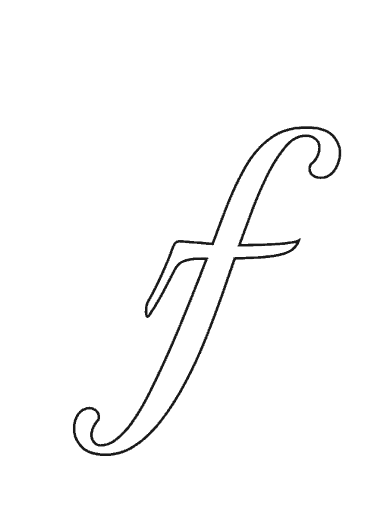 Letra f cursiva minúscula para imprimir