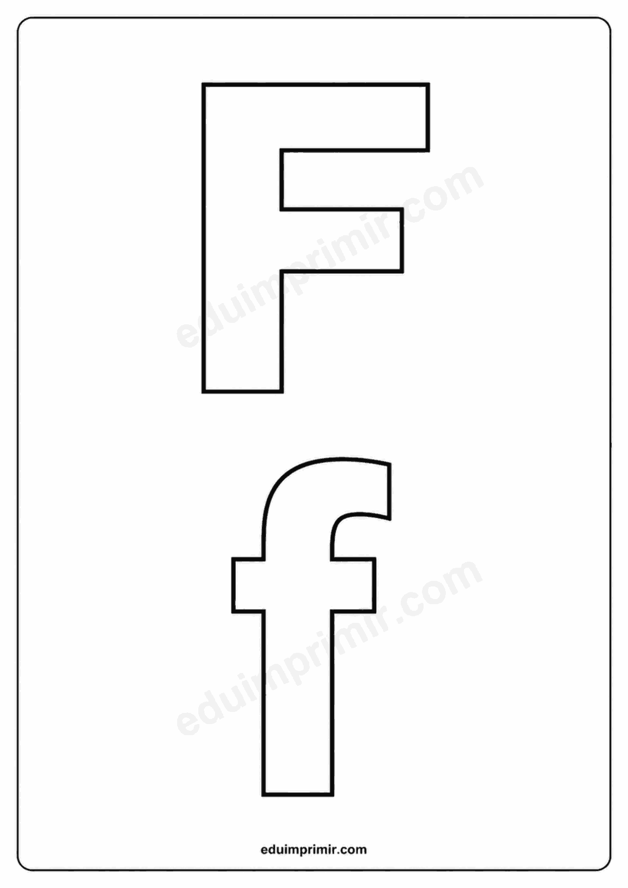 Letra F mayúscula y f minúscula para imprimir