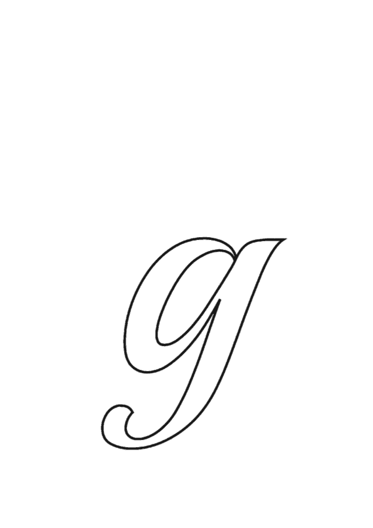 Letra g cursiva minúscula para imprimir