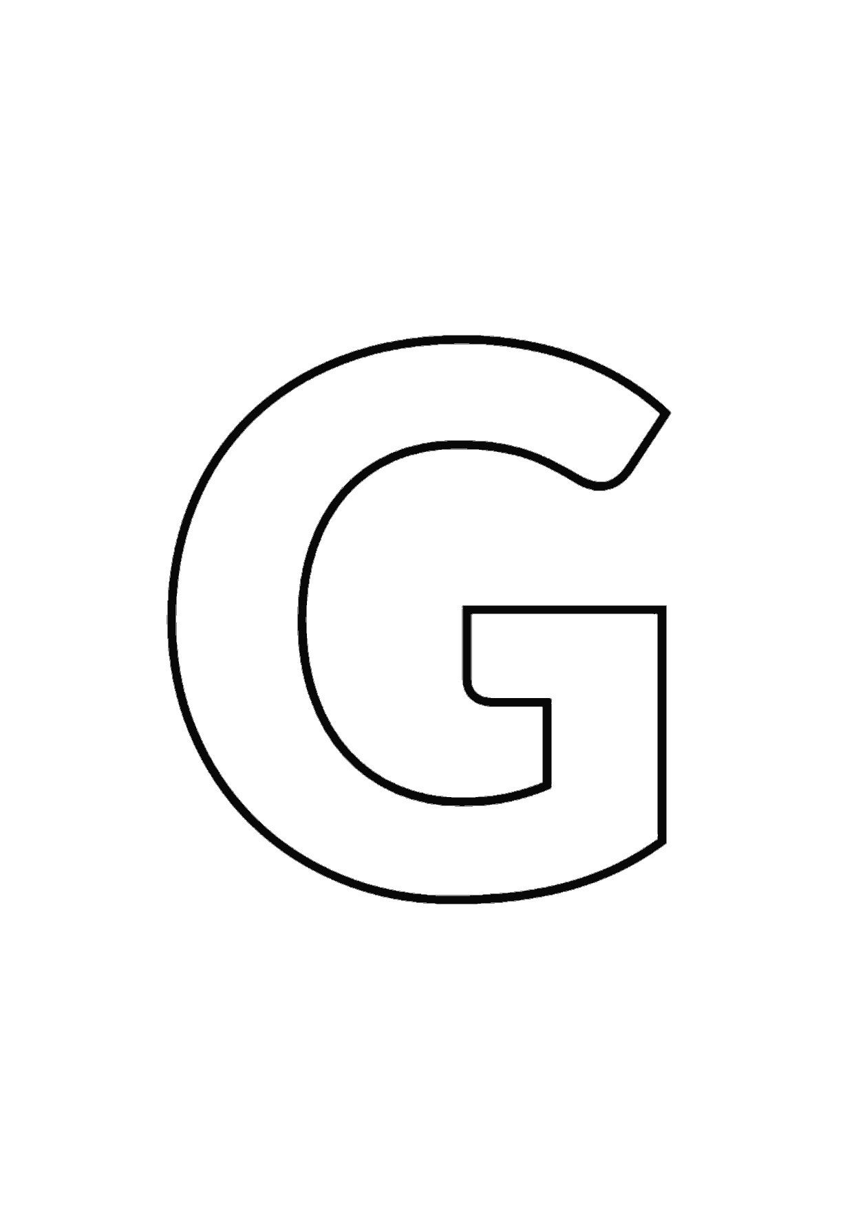 Letra G mayúscula con contorno para colorear e imprimir
