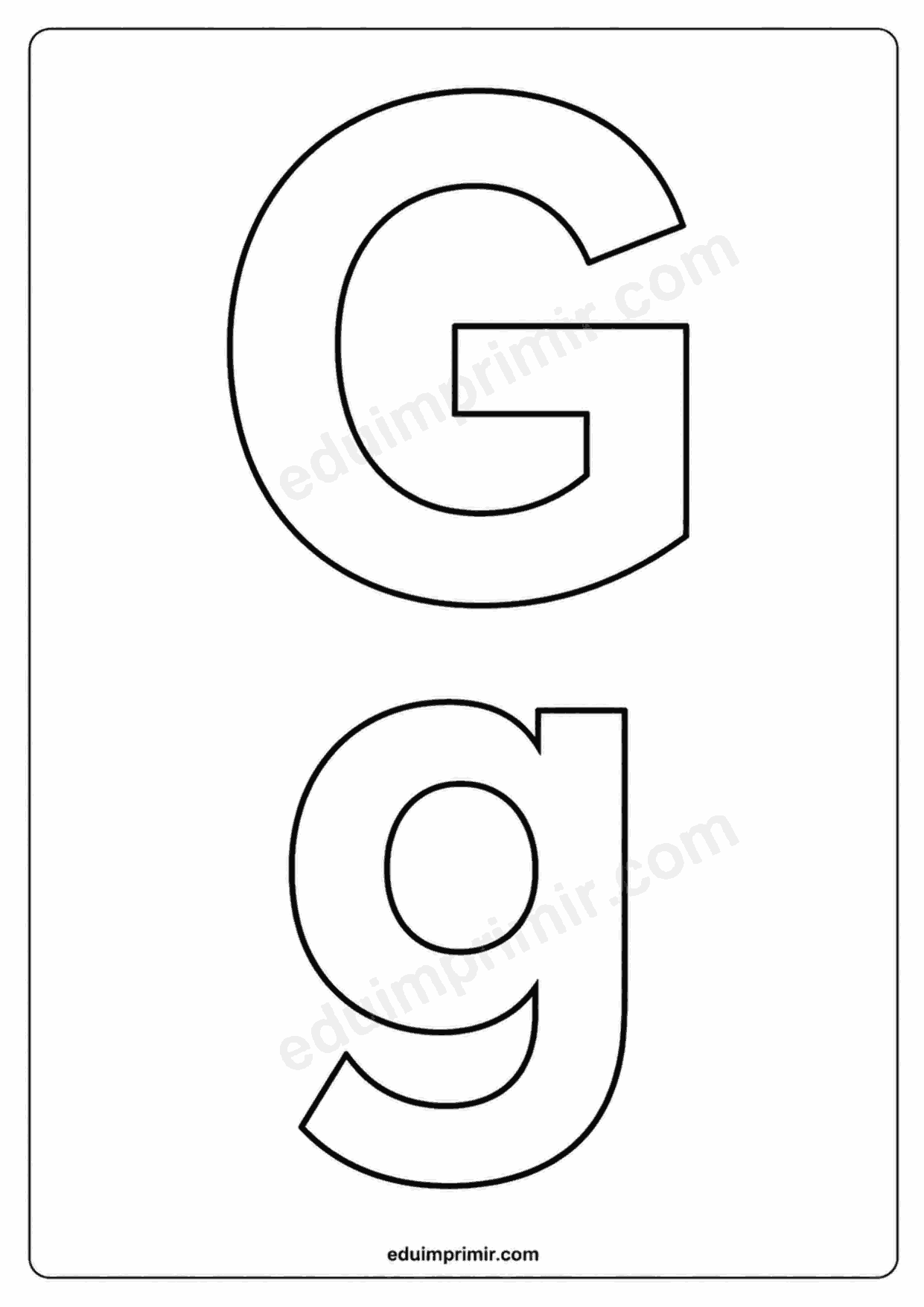 Letra G mayúscula y g minúscula para imprimir
