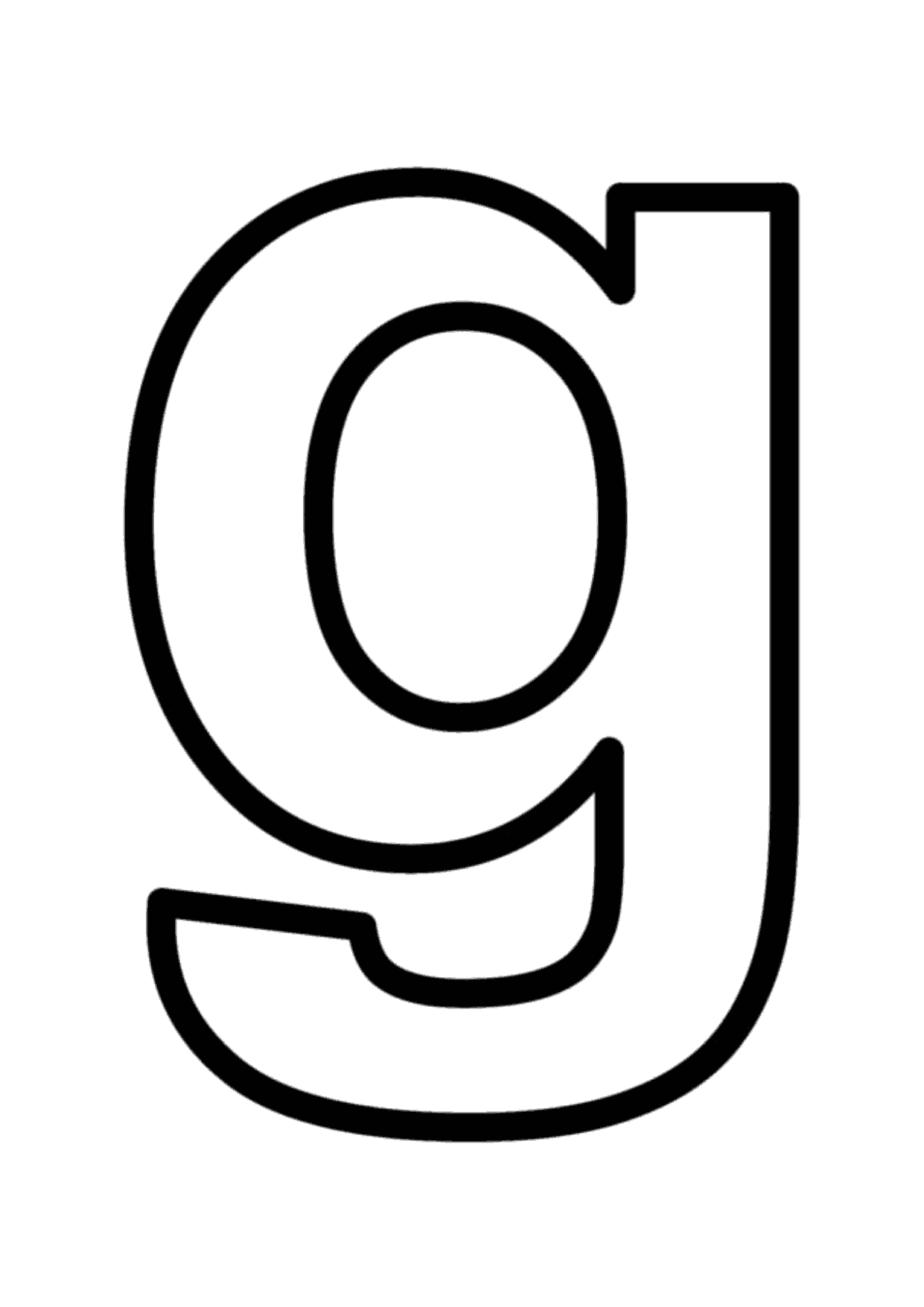 Letra g minúscula de imprenta para imprimir