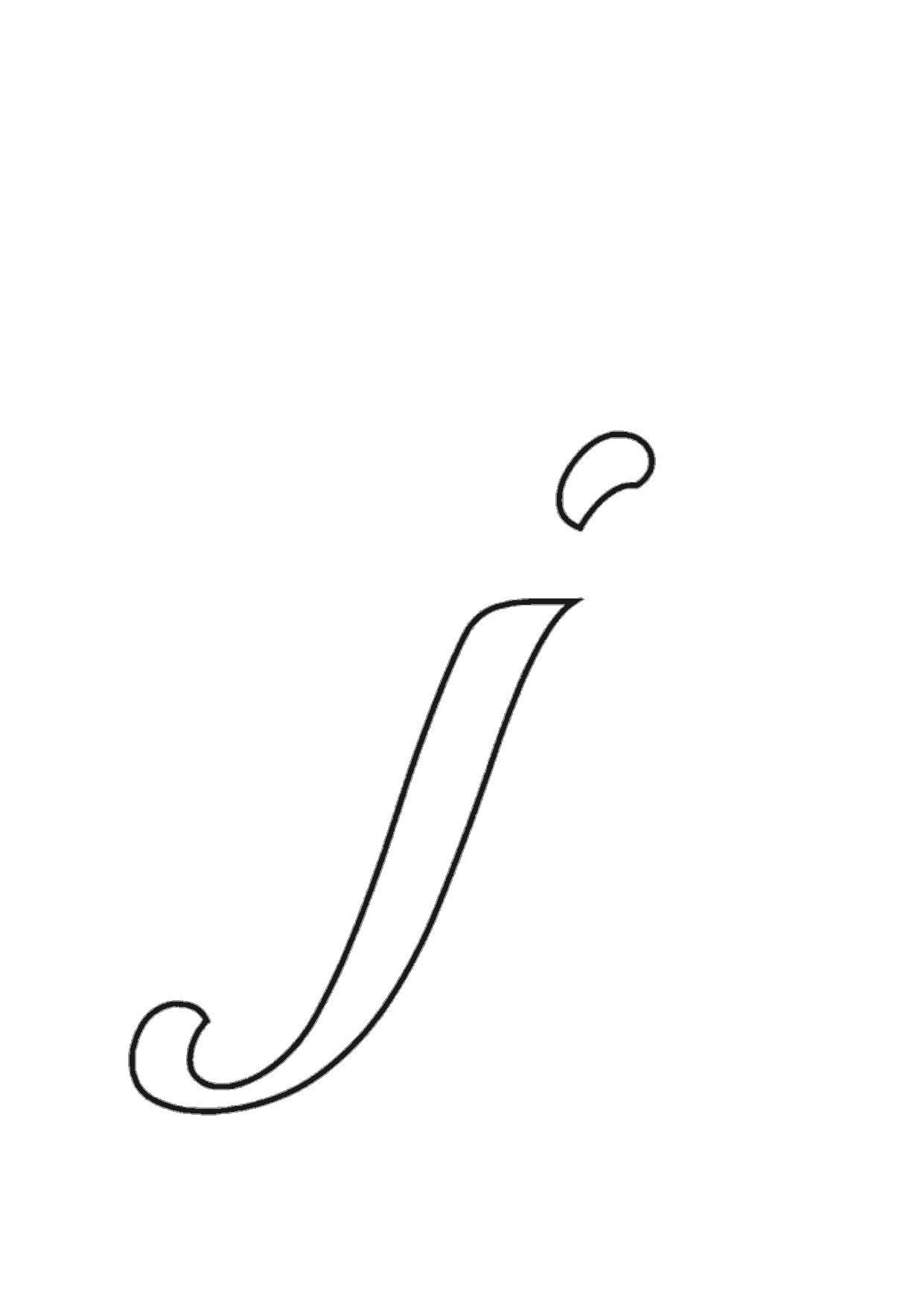 Letra j cursiva minúscula para imprimir