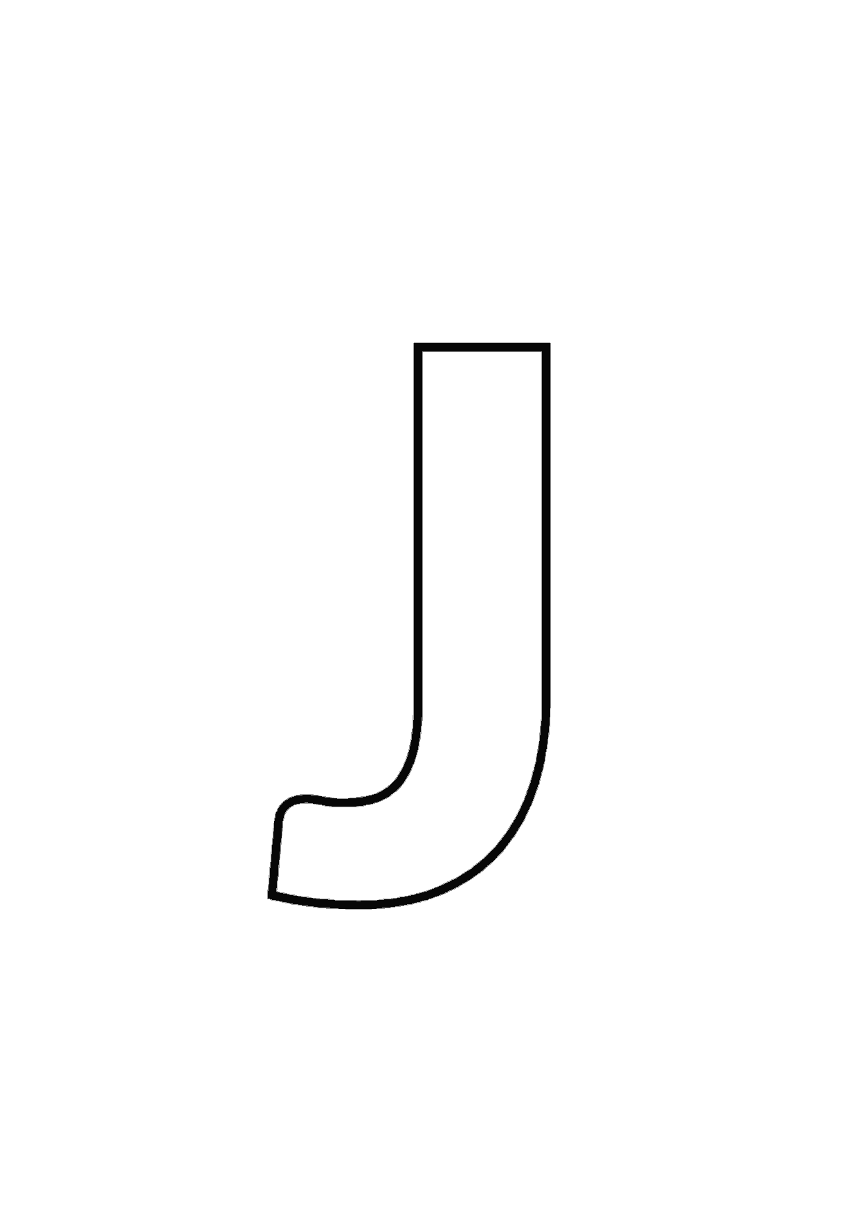 Letra J mayúscula para colorear e imprimir