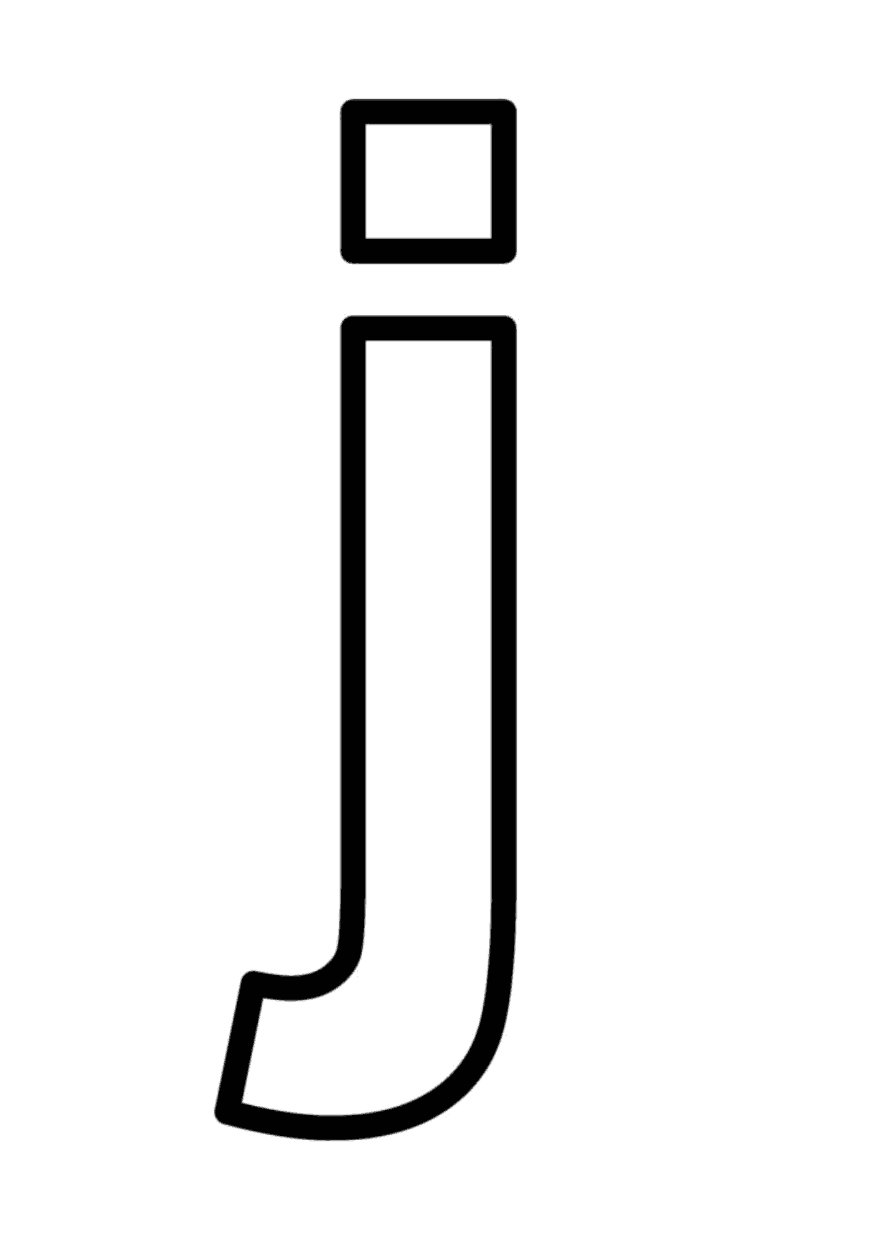 Letra j minúscula con contorno para imprimir