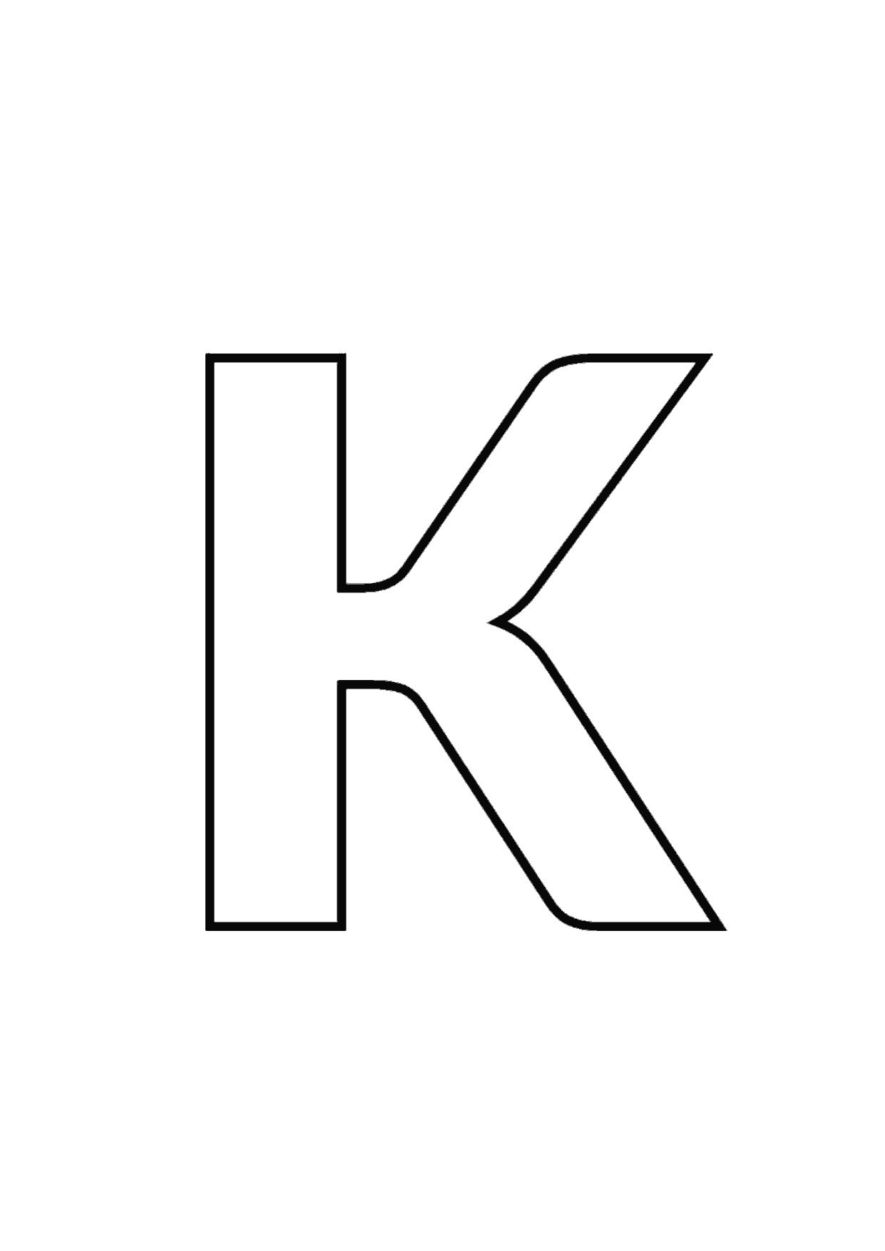 Plantilla de letra K mayúscula con contorno para imprimir