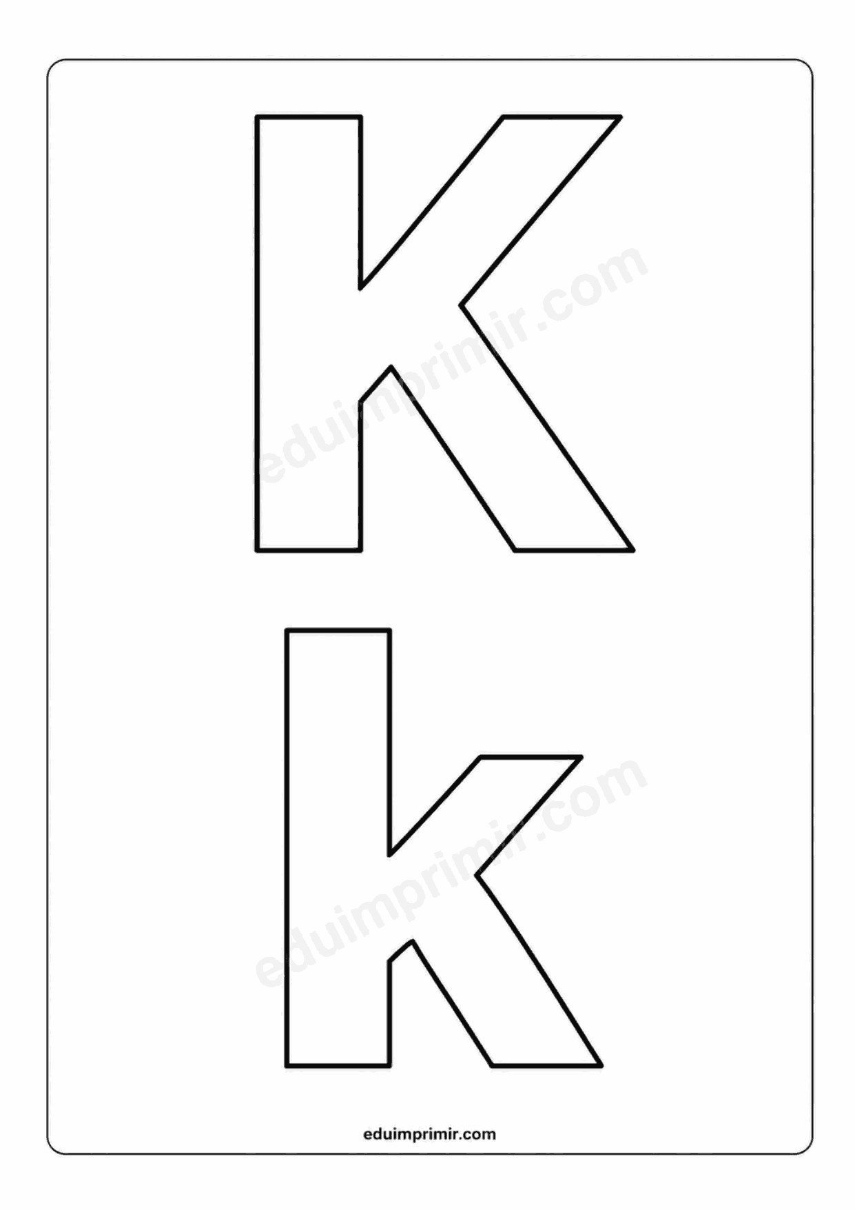 Letra K mayúscula y k minúscula para imprimir