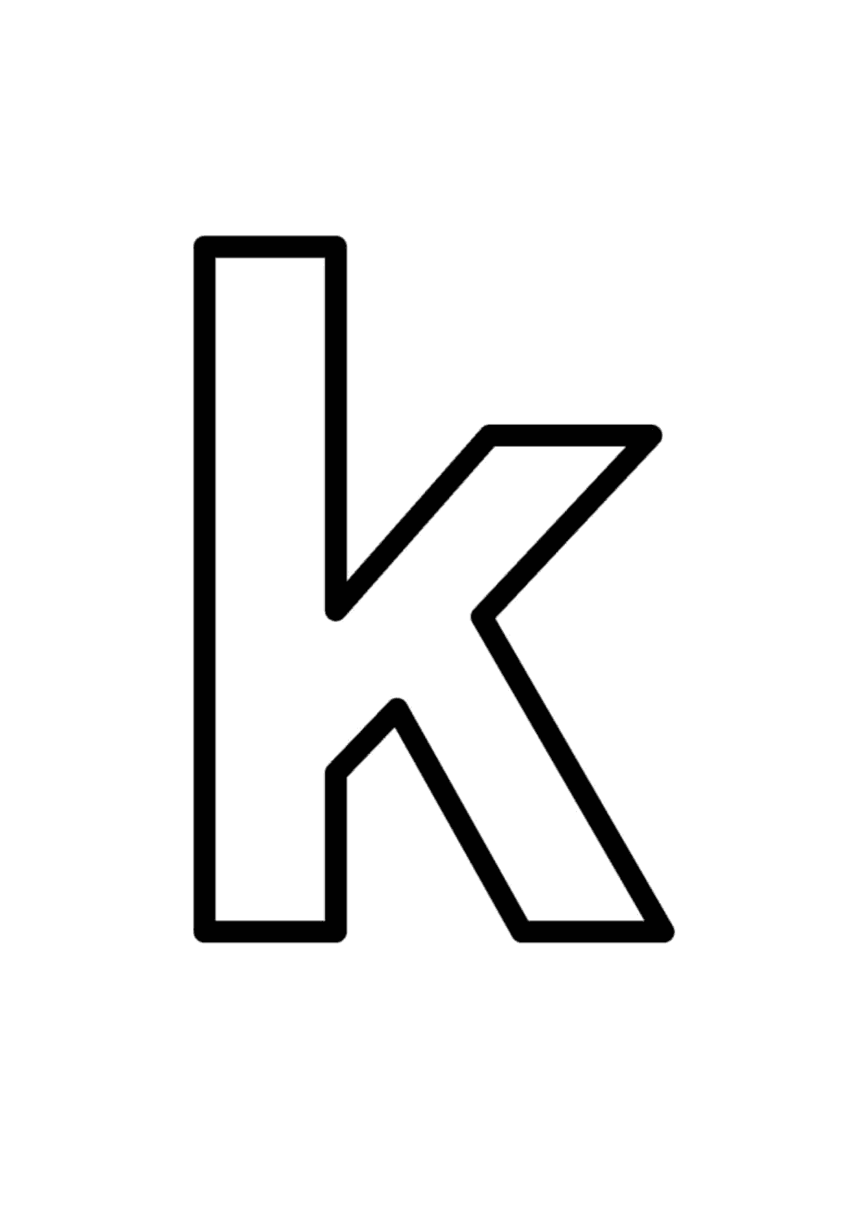 Letra k minúscula de molde para imprimir