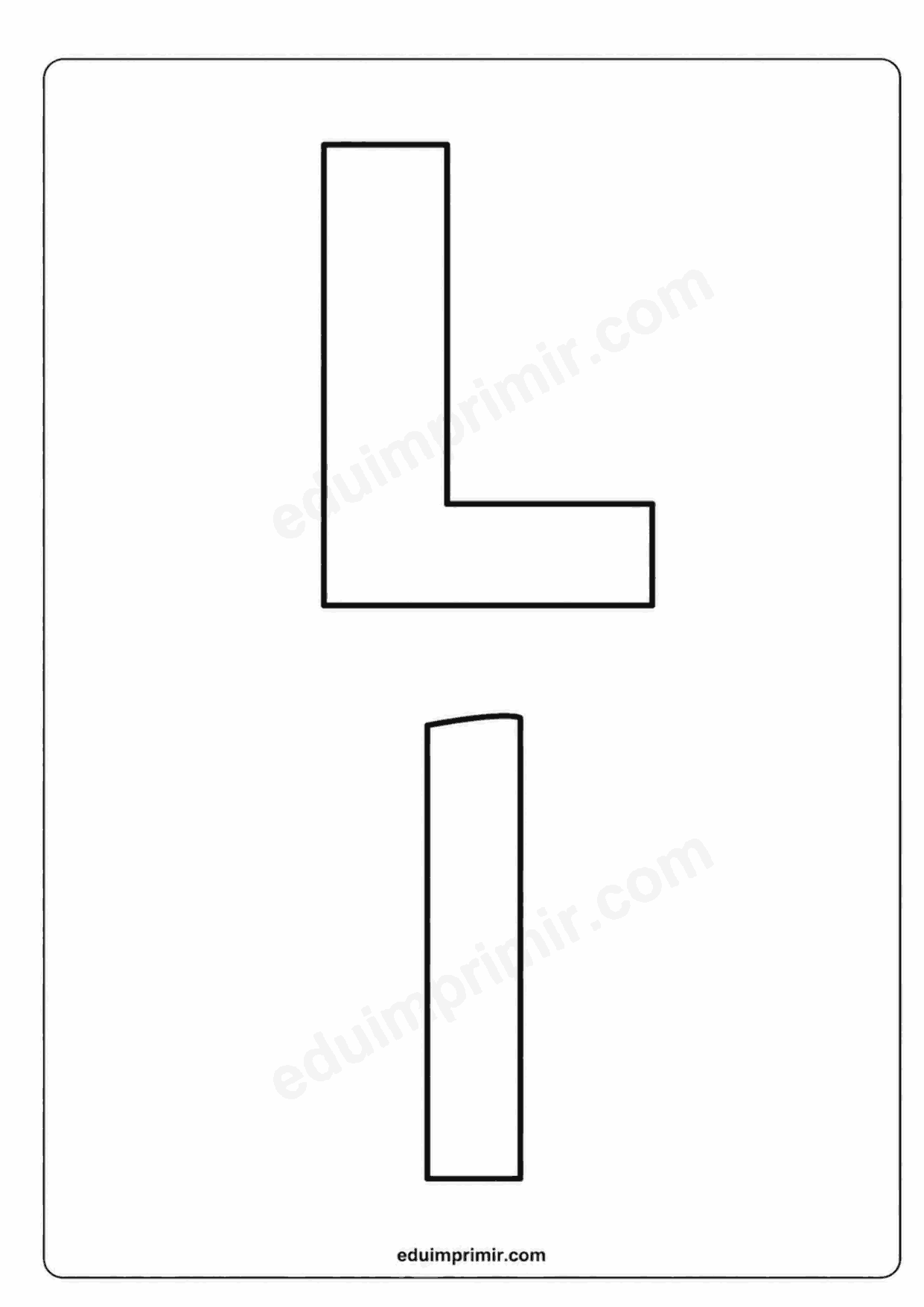 Letra L mayúscula y l minúscula para imprimir