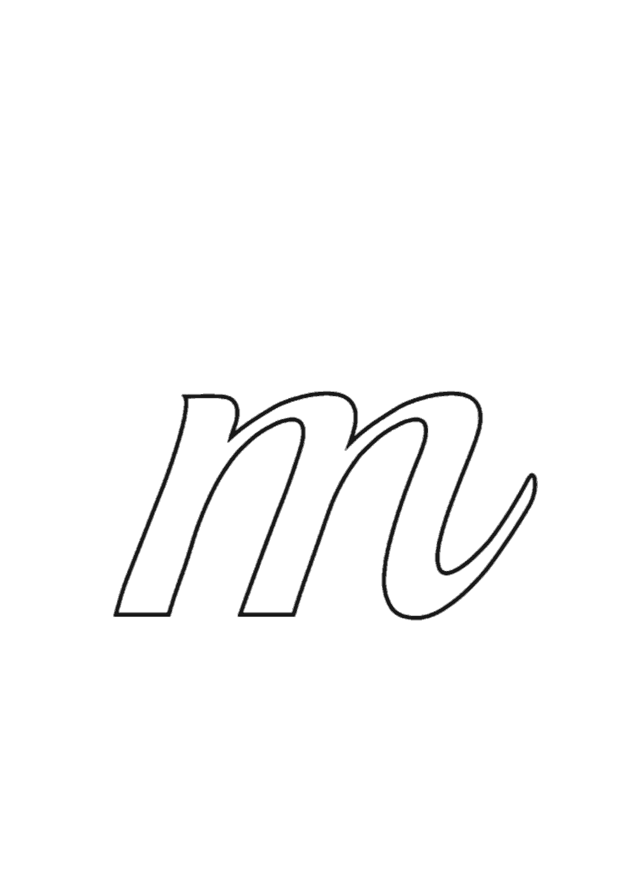 Letra m cursiva minúscula para imprimir