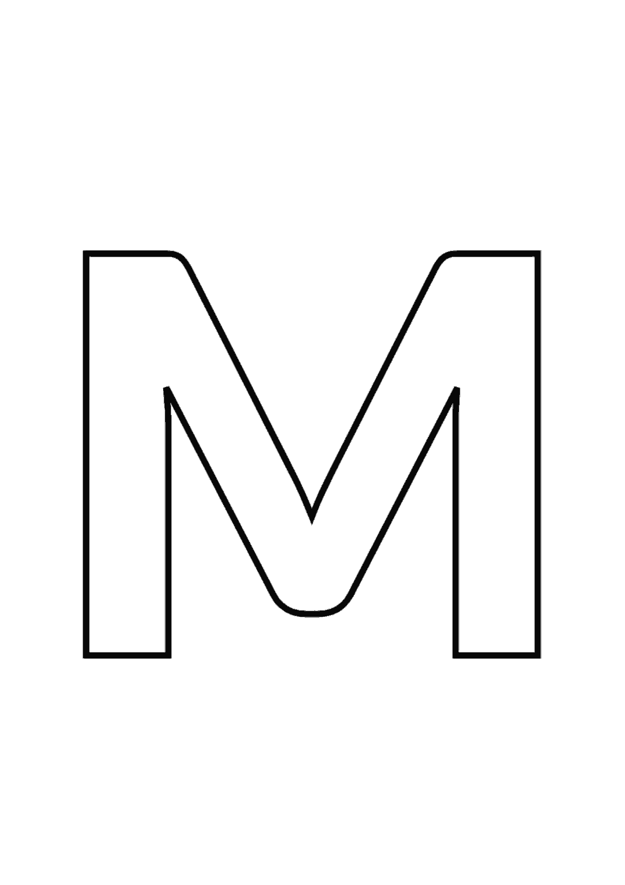 Letra M mayúscula para imprimir y recortar