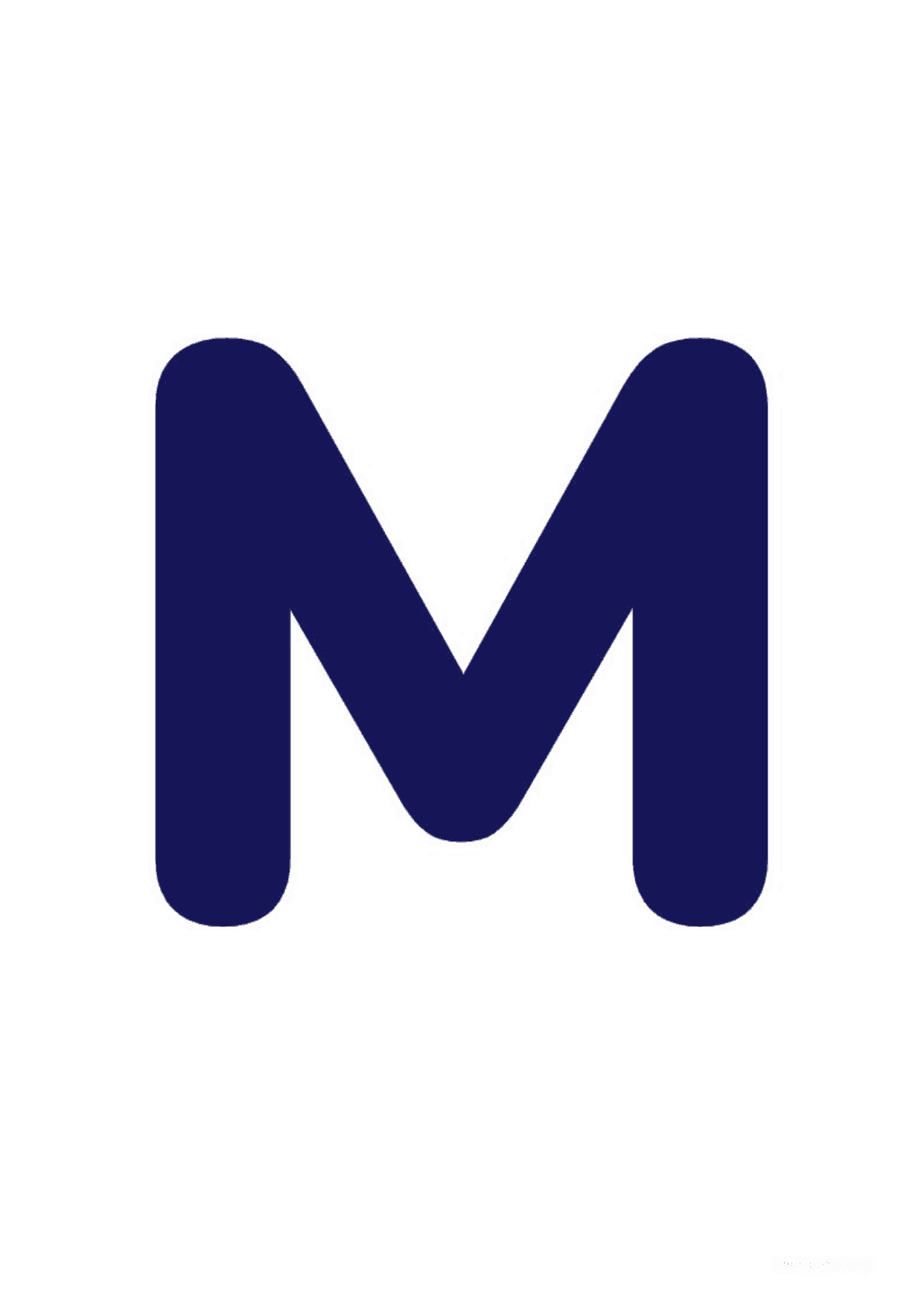 Letra M mayúscula rellena para imprimir