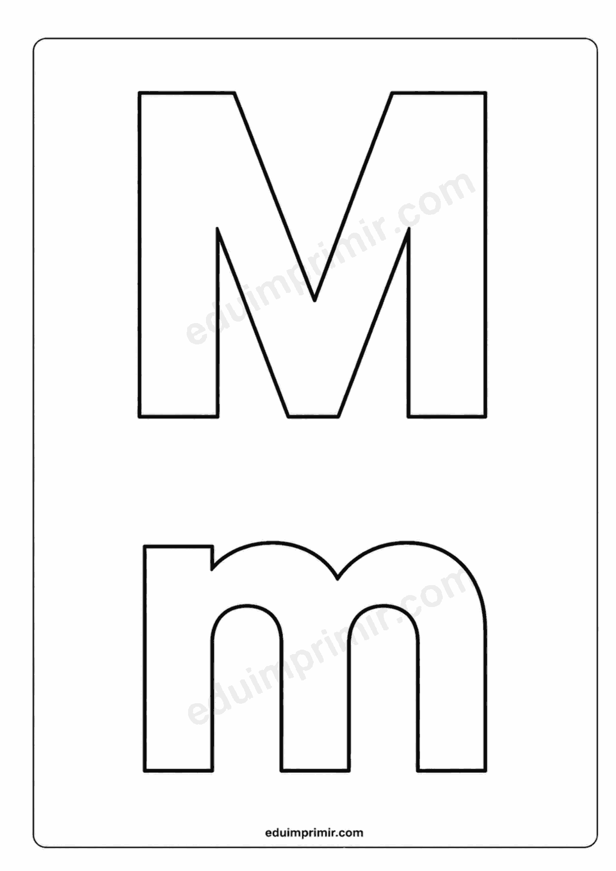 Letra M mayúscula y m minúscula para imprimir