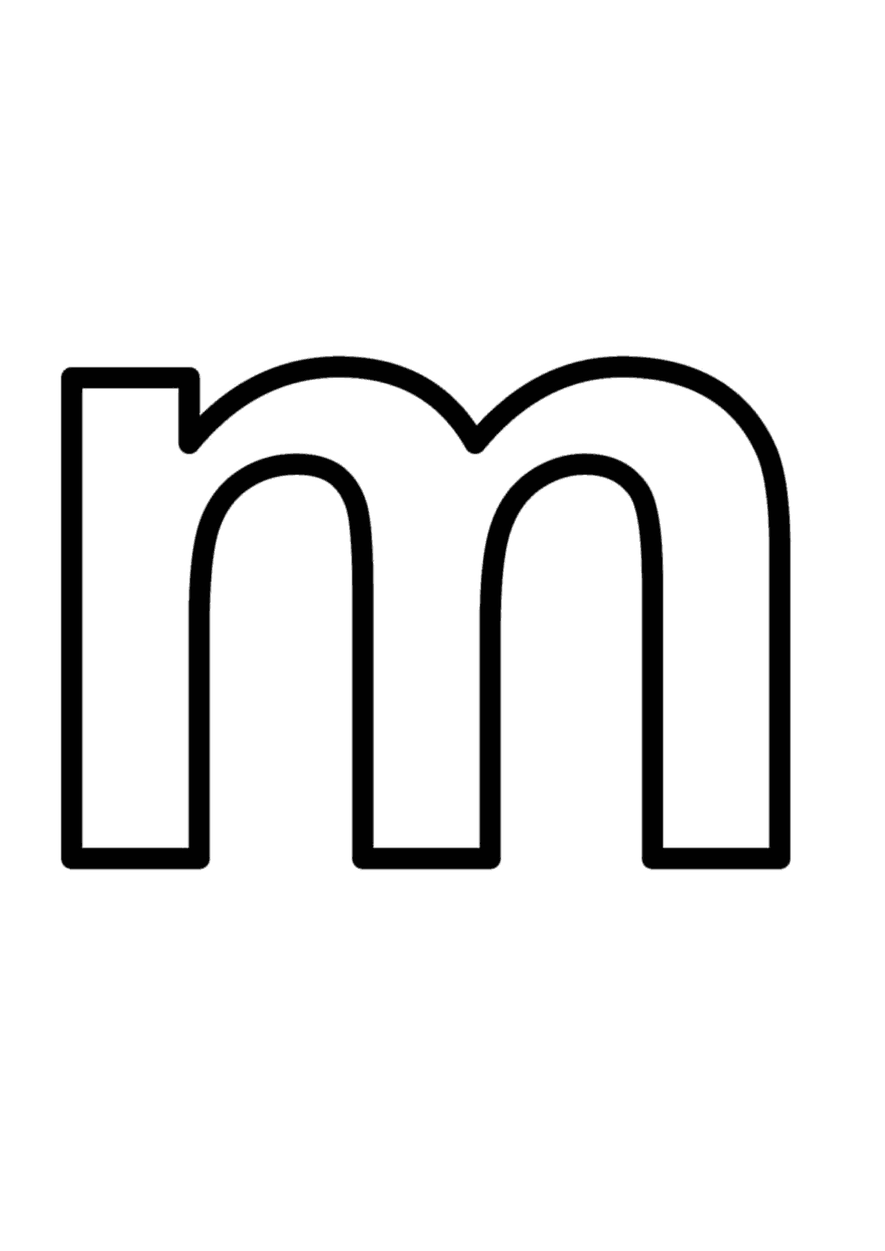 Letra m minúscula de molde para imprimir