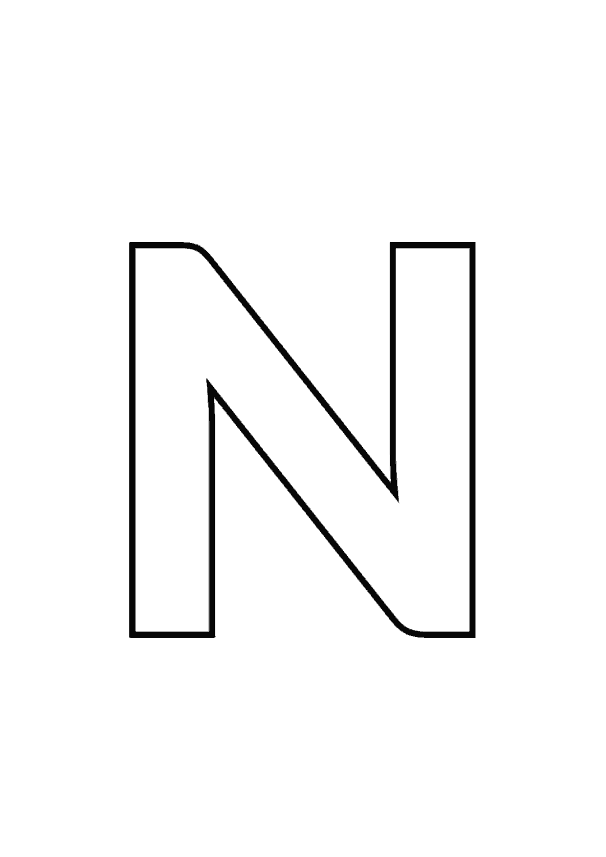 Letra N mayúscula para colorear e imprimir