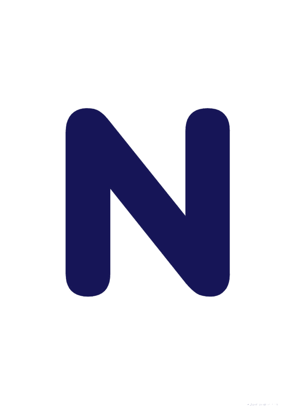 Letra N mayúscula rellena para imprimir