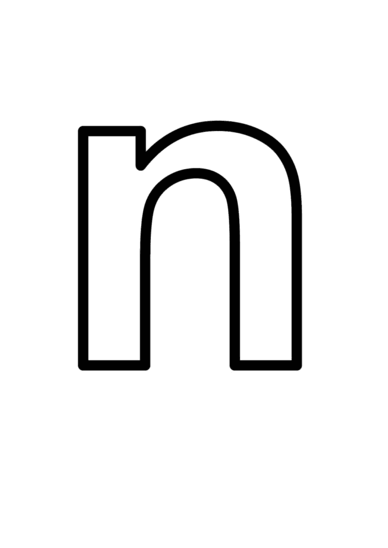 Letra n minúscula para colorear e imprimir