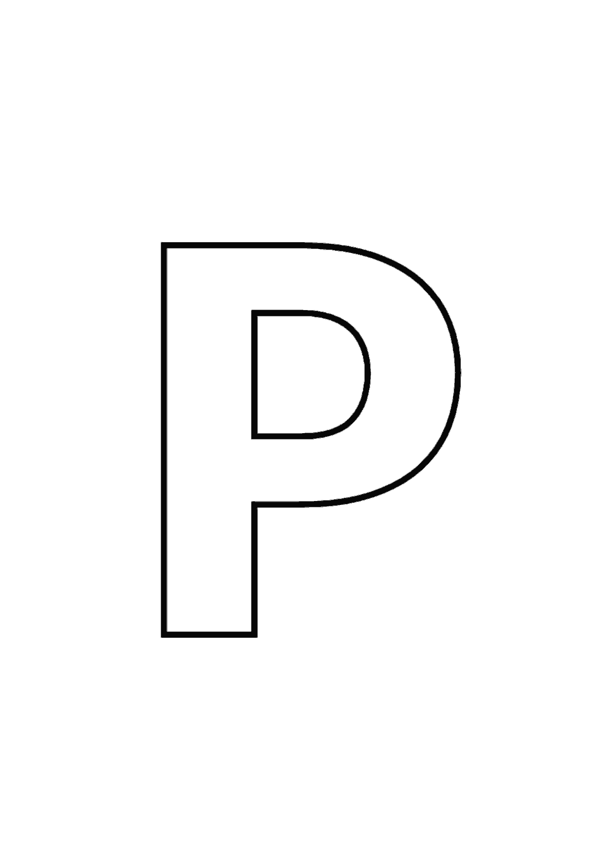 Letra P mayúscula para imprimir y recortar
