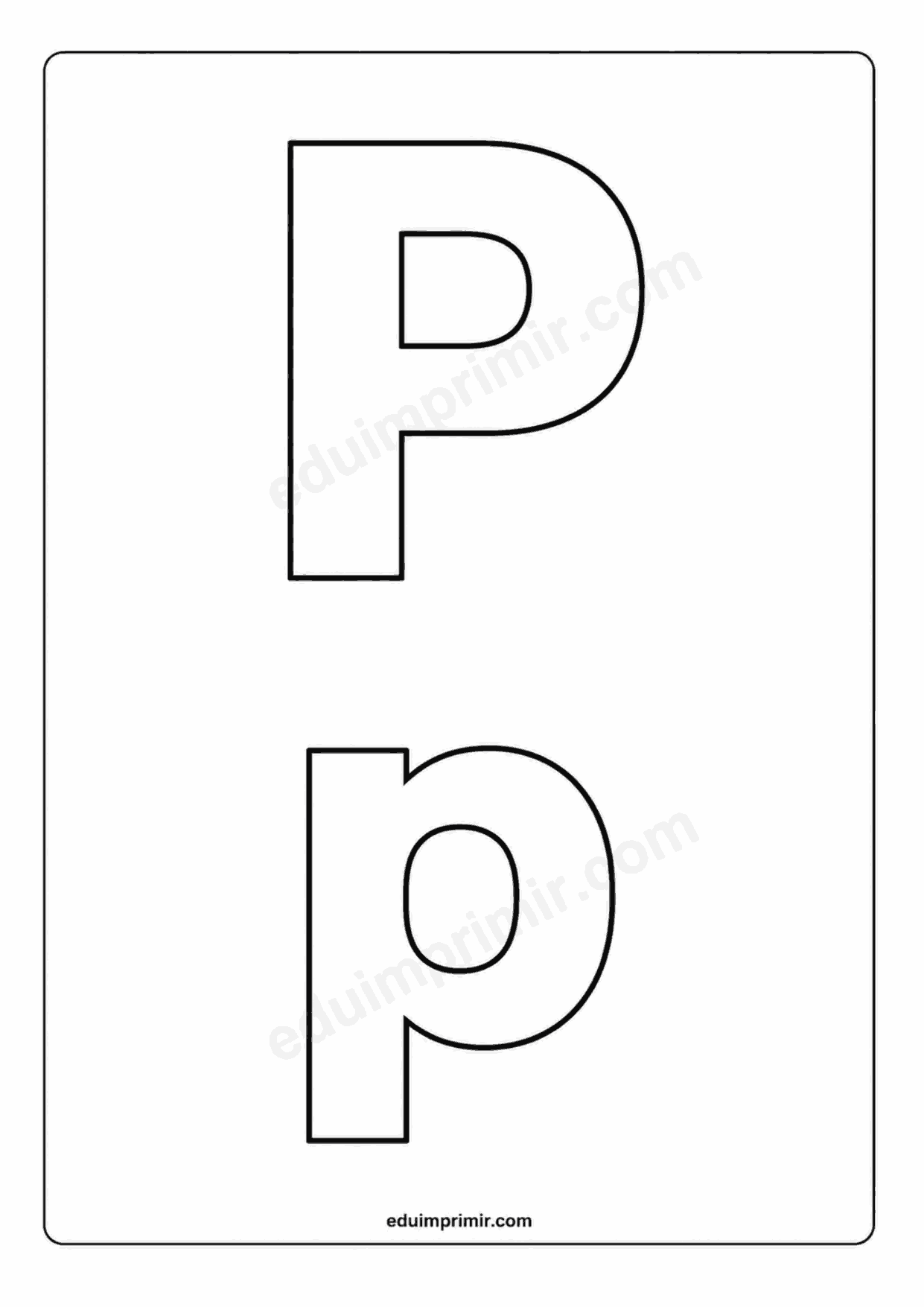Letra P mayúscula y p minúscula para imprimir