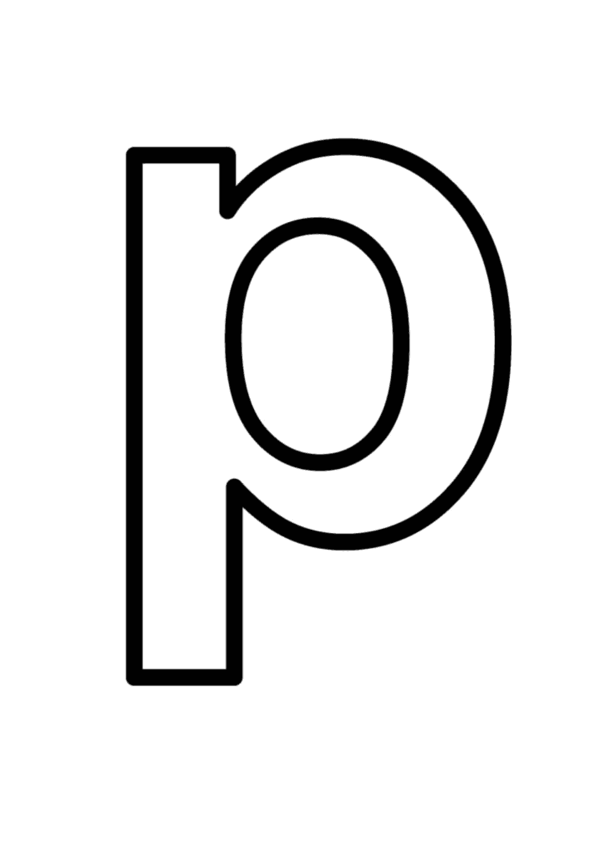 Letra p minúscula para colorear e imprimir