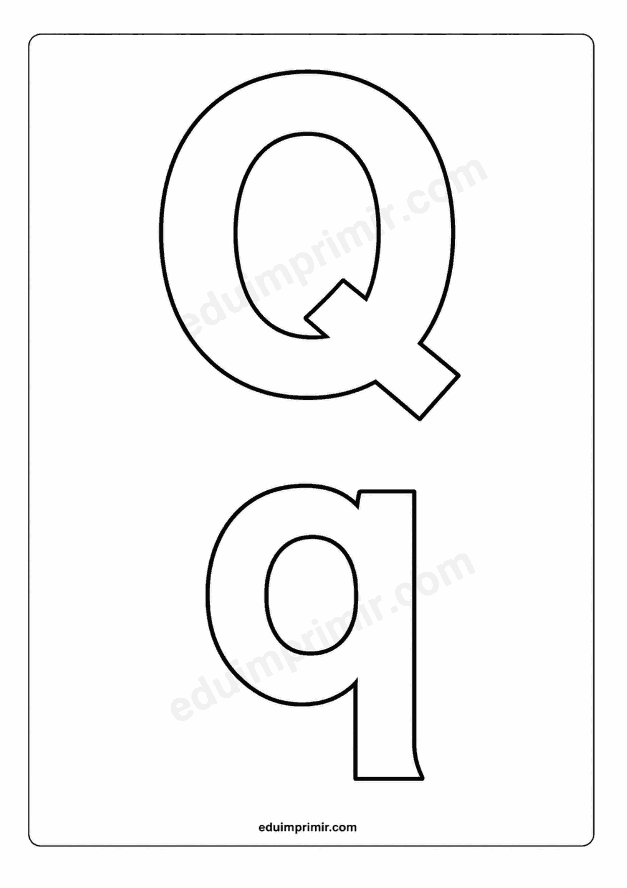 Letra Q mayúscula y q minúscula para imprimir