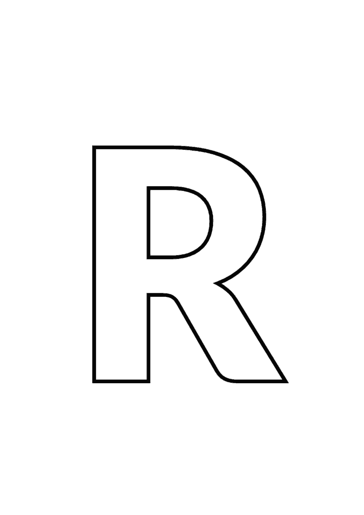 Letra R grande con contorno para imprimir